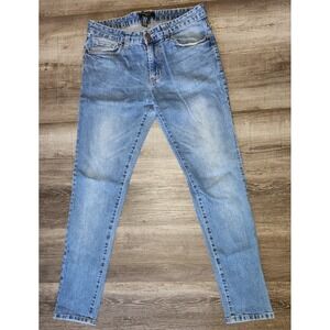 FOREVER 21 Men's Size 32 Blue Light Wash Skinny Slim Denim Jeans 5-Pocket